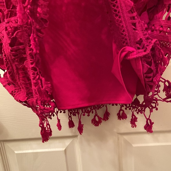 Junco Y Arena Dress Pink Embroidered Lace 3/4 Sleeves Fringe WM SZ 40 Medium 💖 - Picture 13 of 14